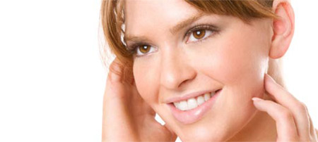A woman smiling